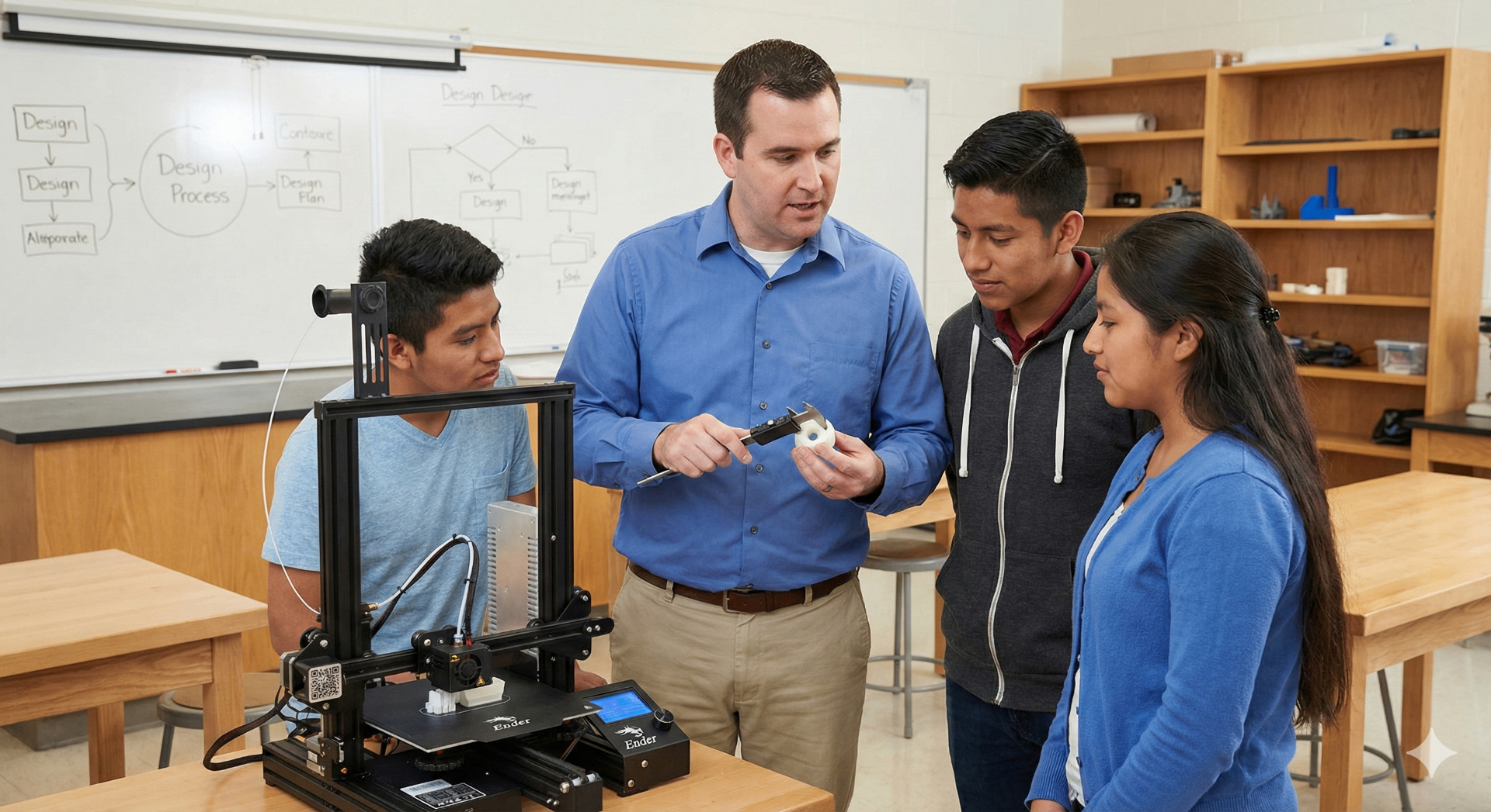 Docente facilitador de ingeniería con estudiantes